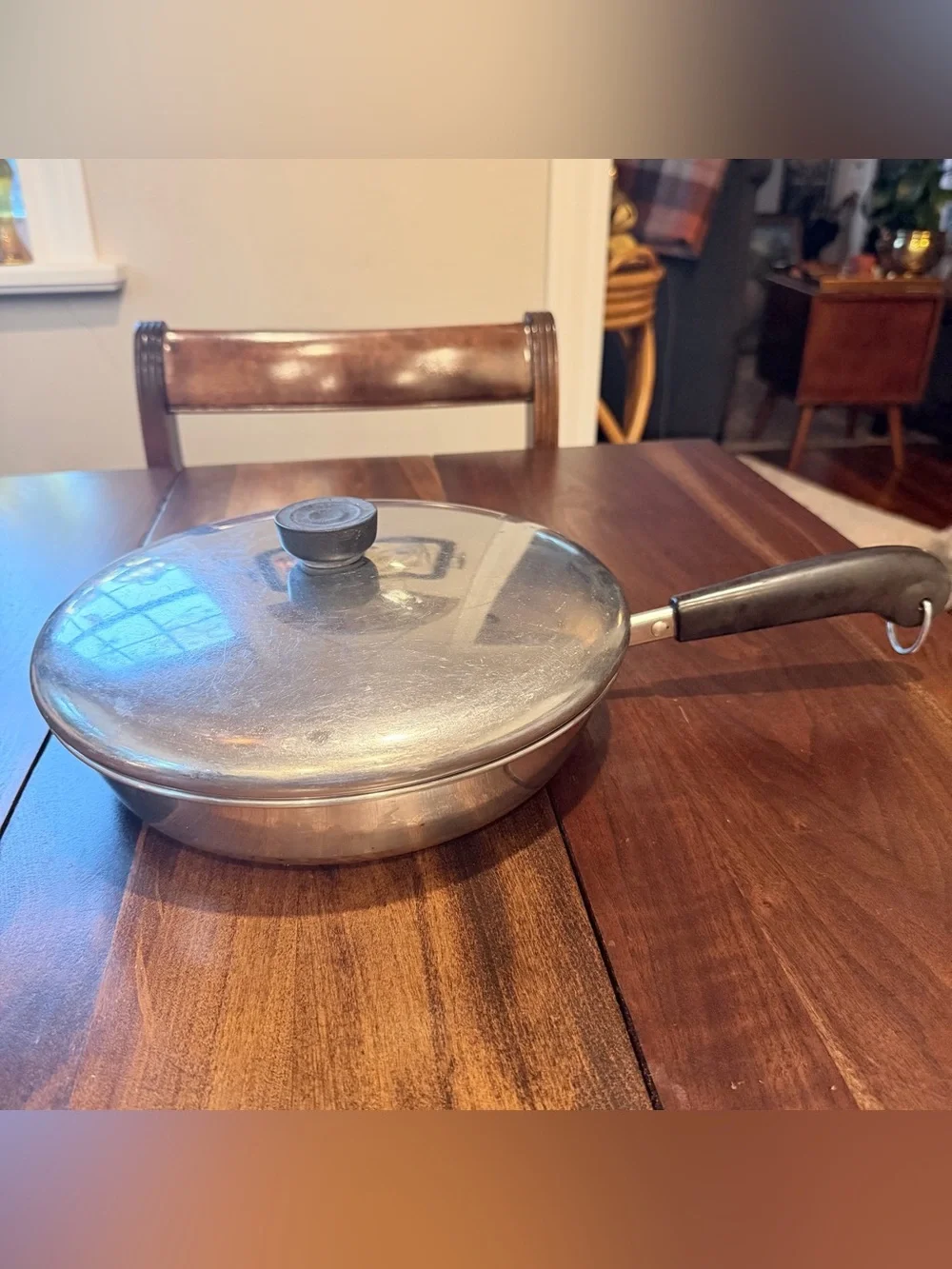 Vintage Revere Ware 10 Inch Skillet with Lid, Copper Bottom Frying Pan